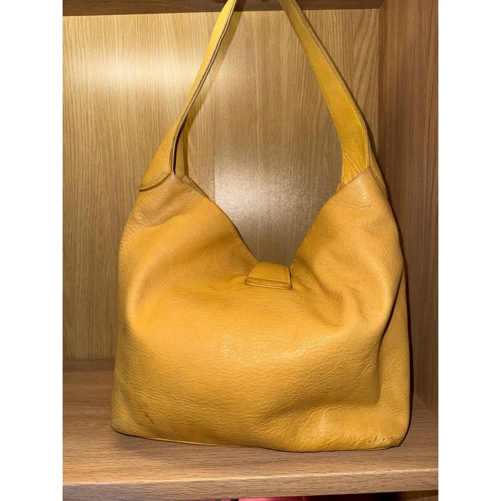 Dooney & Bourke Yellow Pebbled Leather Hobo Bag